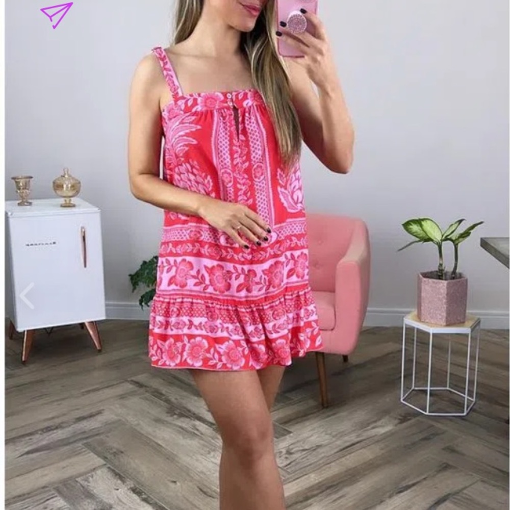FARM Rio Pink Floral Mini Dress